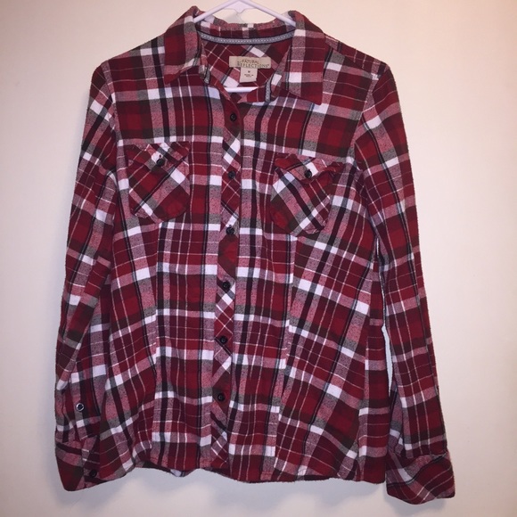 Natural Reflections Tops - EUC Natural Reflections Red & White Flannel